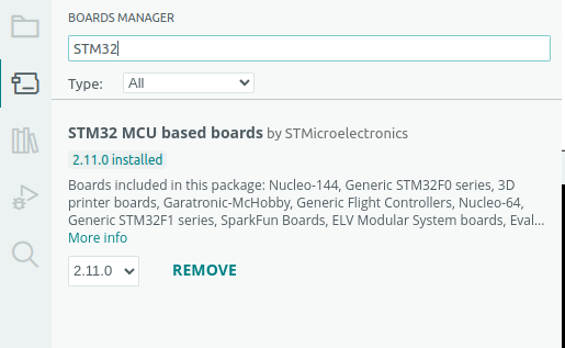 Arduino Board Package Selection STM32
