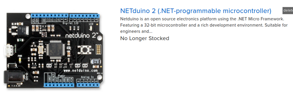 Netduino No Longer Stocked at Adafruit