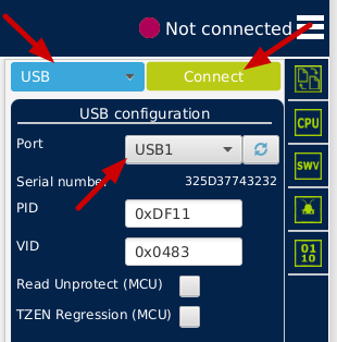 STM33CubeProgrammer Connect the Netduino 2